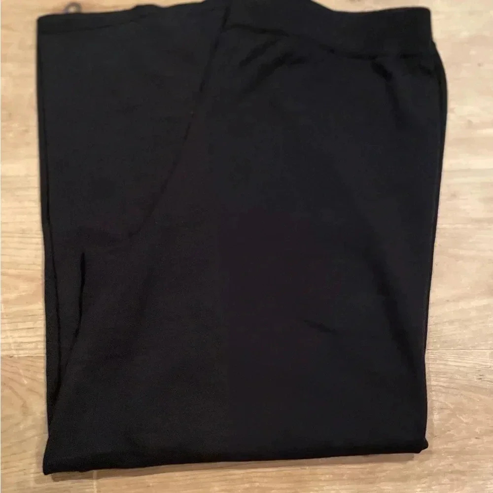 NWT Women's Keren Hart Black Wide Leg Knit Pants 1X Minimalist Monochrome
